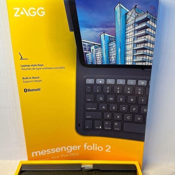 ZAGG Keyboard: iPad 10.9" Messenger Folio 2 iPad 2022 Fits - Picture 2 of 7